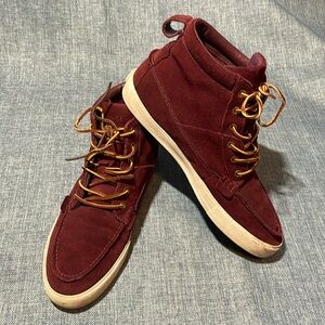 Polo Ralph Lauren Tavis Suede Burgundy brown Leather High-Top Sneaker Boots 11.5